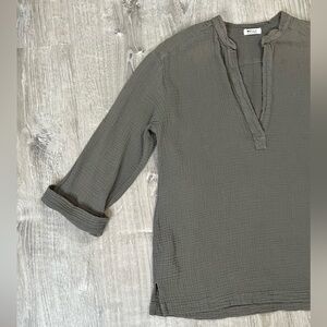 LA Made Medium Green Waffle 💯 Cotton 3/4 Sleeve Tunic Top St. Patrick’s Day! ☘️